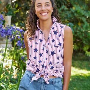 Frank & Eileen Finley sleeveless cotton top Stars and Stripes‎ XL